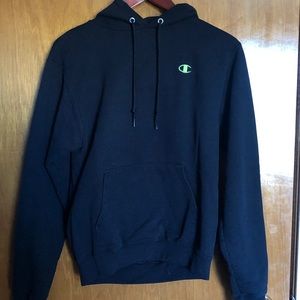 Black and Neon Green Champion Hoodie
